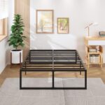 18 Inch King Bed Frame Sturdy Mattress Foundation, Heavy Duty Metal Platform with Steel Slats Support No Box Spring Needed, Noise Free, Easy Assembly, Black