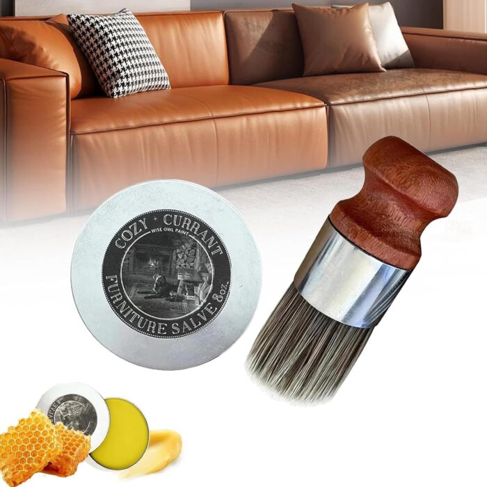 2024 New Furniture Salve for Leather - with 1 Brush and 120 ML Ointment, Leather Home Care Ointment is Suitable for Surface Care of Leather Sofas, Car Leather Seats and Wooden Furniture.