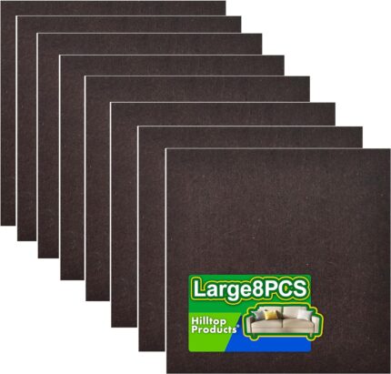 8 Pack - Brown Self Adhesive Square Furniture Felt Pad Surface Protector for Hardwood, Tile, Laminated Floor - Cut into Any Shape