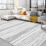 Area Rug Living Room Rugs: 5x7 Large Soft Machine Washable Boho Moroccan Farmhouse Neutral Stain Resistant Indoor Floor Rug Carpet for Bedroom Under Dining Table Home Office House Decor - Grey