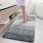 Arotive Microfiber Bathroom Rugs, Shaggy Soft and Absorbent Bath Rug, Non-Slip, Thick Plush Bathroom Mat, Machine Washable Dry Bath Mats for Bathroom, Tub and Shower, 54" x 24", Grey