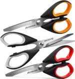 Astercook Heavy Duty Kitchen Shears with Serrated Blade, Ergonomic Handle - For Poultry, Herbs, Vegetables