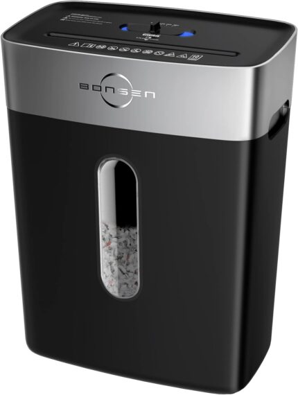 BONSEN Paper Shredder for Home Office, 10-Sheet Cross-Cut Shredder, P-4 High Security Level, Quiet Credit Card Shredder with Jam Proof System, 4 Gallons Bin (S3201)