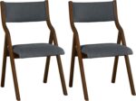 Ball & Cast Modern Folding Chairs Foldable Dining Chairs Set of 2, 18" Seat Height, Dark Grey