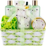 Bath Spa Basket Gift Set for Women, Bath and Shower Gift Kits, Contains Shower Gel, Bubble Bath, Bath Salts, Body Lotion, Bath Oil, Bath Bomb 8Pcs, Great Gift Idea for Women