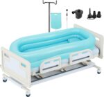 Bedside Shower Bathtub Kit Inflatable Bathtub Shower Adult PVC Portable Bathtub with Electric Air Pump, Water Bag and Air Pillow Wash Portable Bathtub for The Pregnant, Elderly, Disabled (Light Blue)