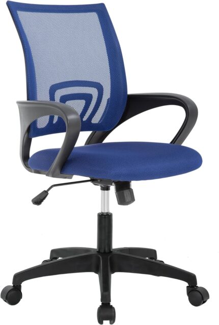 BestOffice Home Office Chair Ergonomic Desk Chair Mesh Computer Chair with Lumbar Support Armrest Executive Rolling Swivel Adjustable Mid Back Task Chair, Dark Blue