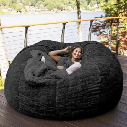 Big Huge Giant Bean Bag Chair for Adults, (No Filler) Bean Bag Chairs in Multiple Sizes and Colors Giant Foam-Filled Furniture - Machine Washable Covers, Double Stitched Seams (Black,6FT)