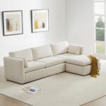 CHITA Oversized Modular Sectional Fabric Sofa Set,Extra Large L Shaped Couch with Reversible Chaise Modular Sectional Couch,112 inch Width,4 Seat Modular Sofa with Storage Ottoman, Linen