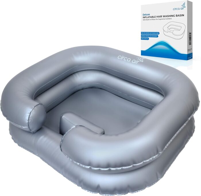 Circa Air Inflatable Hair Washing Basin For Bedridden - Wash Hair In Bed With Inflatable Shampoo Basin. Portable Shampoo Bowl With Pillow For Extra Comfort. The Perfect Inflatable Sink For Locs Detox