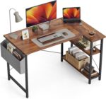 CubiCubi 47 Inch Small L Shaped Computer Desk with Storage Shelves Home Office Corner Desk Study Writing Table, Deep Brown