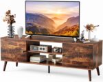 DUMOS TV Stand for 55 60 inch TV, Entertainment Center with Storage Cabinet, Mid Century Modern Media Console Table, Adjustable Hinge, Wooden Television Furniture for Living Room, Brown