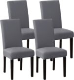 Dining Room Chair Covers Set of 4, Microfiber Dining Chair Cover, Washable Kitchen Chair Covers (Light Grey, 4 Pcs)