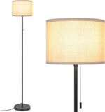 FOLKSMATE Floor Lamp for Living Room, LED Modern Simple Standing Lamps, Tall Lamp for Bedroom, Kid, Office, Reading Room Black Pole Light Without Bulb