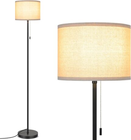 FOLKSMATE Floor Lamp for Living Room, LED Modern Simple Standing Lamps, Tall Lamp for Bedroom, Kid, Office, Reading Room Black Pole Light Without Bulb