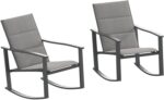 Flash Furniture Brazos Set of 2 Gray Outdoor Rocking Chairs with Flex Comfort Material and Black Metal Frame,Gray/Black