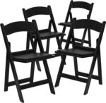 Flash Furniture Hercules Series Folding Chairs for Weddings and Formal Events, Stackable Commercial Event Seats with 1,000-lb. Static Weight Capacity, Set of 4, Black