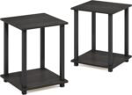 Furinno Simplistic Set of 2 End Table, Espresso/Black