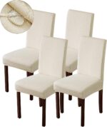 Genina Waterproof Chair Covers for Dining Room Dining Chair Covers Kitchen Parsons Chair Covers (Beige, 4 PCS)