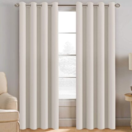 H.VERSAILTEX Light Blocking Curtain for Living Room Thermal Insulated Window Treatment Panel/Drape for Dining Room, Elegant Soft Curtain for Bedroom Grommet Top One Panel (Ivory - 52x84 Inches)