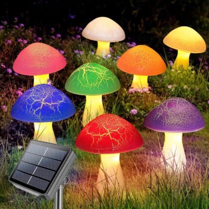 Homeleo 8-Pack Newest Cracked Mushrooms for Garden Decor, Solar Mushroom Lights Outdoor, Super Cute Whimsical Garden Art for Yard Decor Gnome Flowerbed Housewarming Gifts(Multicolored)