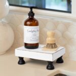 KIBAGA Decorative Wood Riser For Your Kitchen or Bathroom Farmhouse Decor - Beautiful Pedestal Stand Uniquely Displays Your Decorations - The Perfect Wooden Tray to Enhance Your Home Decor