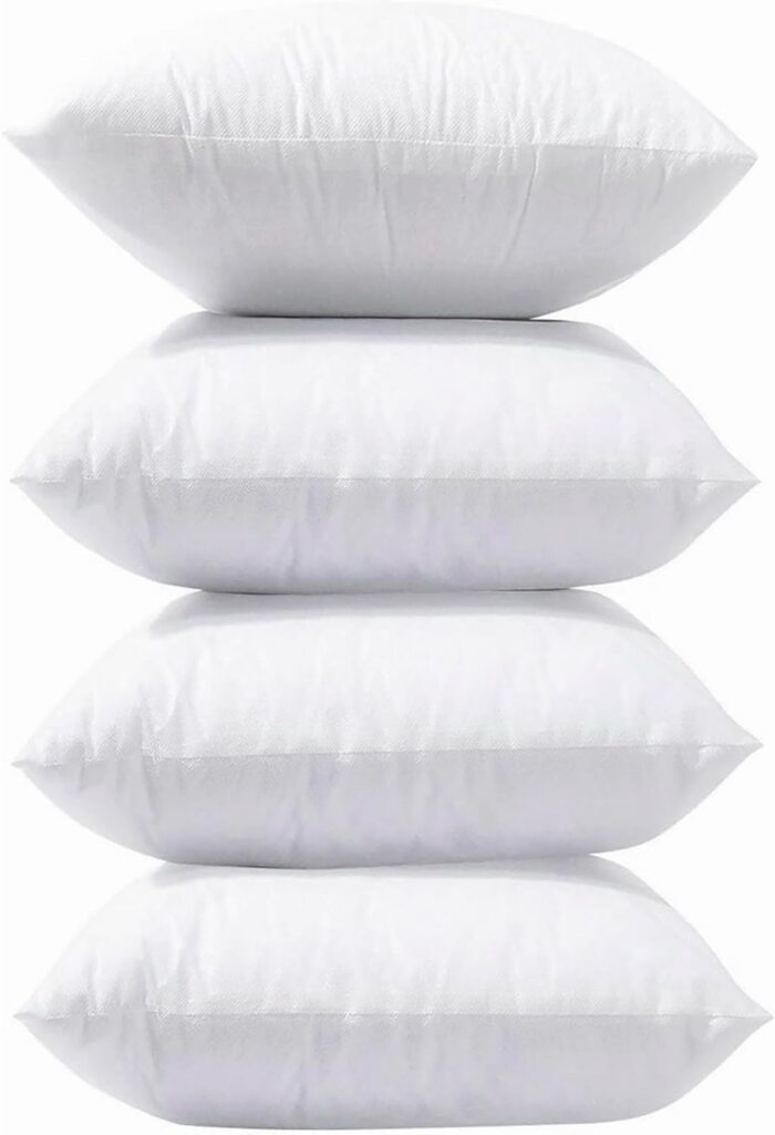 LANE LINEN 4 Pack 18x18 White Throw Pillow Inserts for Decorative Pillow Covers, Couch Pillows for Living Room, Fluffy Pillows for Bed