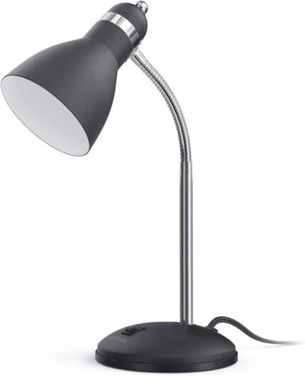 LEPOWER Metal Desk Lamp, Eye-Caring Table Lamp, Study Lamps with Flexible Goose Neck for Bedroom, Home Office (Matte Black)