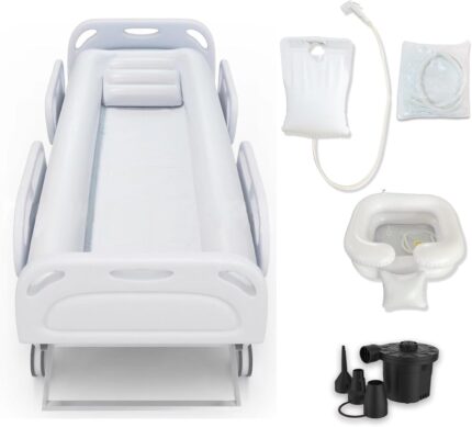 Medical Inflatable Bathtub,Bed Bath,Medical PVC Bedside Shower bathtubKit,Bed Shower for Patients with Reduced Mobility,Bedside Water Bag+Electric air Pump+Medical Inflatable Shampoo Basin