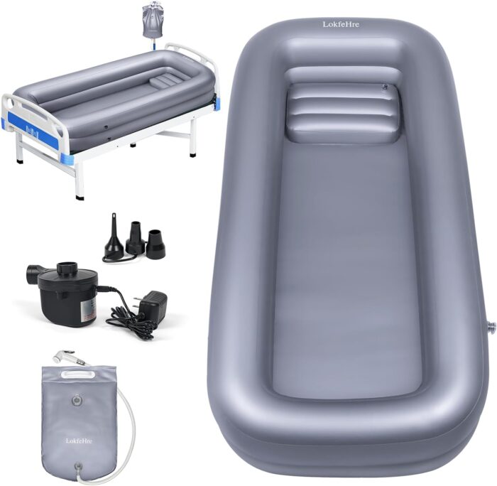 Medical Inflatable Bathtub,Shower Bath Basin Kit, PVC Portable Bathtub with Electric Air Pump,Portable Bathtub Wash Full Body in Bed Bath,for Elderly (Basin Kit)