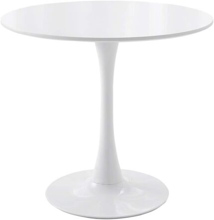 Modern Round Dining Table, ∅31.5'' Colored Top Kitchen Dining Room Furniture, Dining Table, Leisure Table, Living Room Table (White)