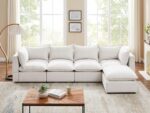 Modular Sectional Sofa, Convertible L Shaped Couch with Chaise, 5 Seater Sofa with Reversible Chaise for Living Room (Beige, L Shape)