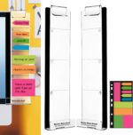 Monitor Memo Boards for Computer, Set of 2 (Left & Right) Multifunction Acrylic Screen Message Reminder Pad Side Panels Phone Holder - Utility Organizer for Office Desktop, Gift of 1 Pack Sticky Notes