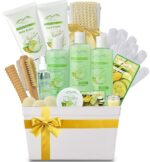 Mothers Day Gift Basket - Melon Cucumber Bed Bath and Body Gift Baskets for Mom & Wife! Relaxing Bath Gift Set Bubble Bath Basket Body Lotion Gift Set for Holiday Gift Baskets!