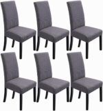 NORTHERN BROTHERS Chair Covers for Dining Room Set of 6, Stretch Parsons Chair Covers,Washable Spandex Dining Chair Slipcovers Seat Protector for Dining Room,Kitchen,Hotel(Dark Grey)