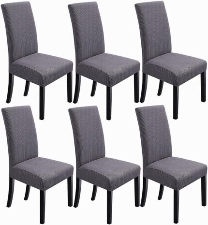 NORTHERN BROTHERS Chair Covers for Dining Room Set of 6, Stretch Parsons Chair Covers,Washable Spandex Dining Chair Slipcovers Seat Protector for Dining Room,Kitchen,Hotel(Dark Grey)