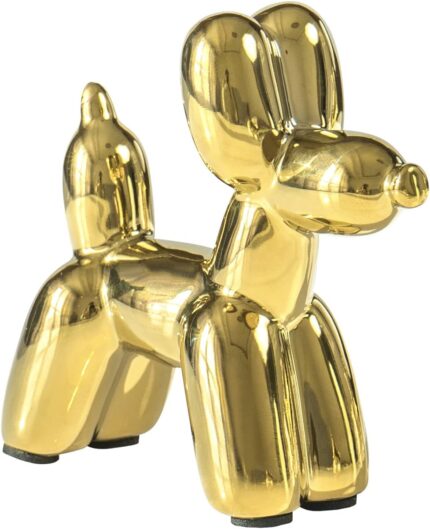 Notakia Cute Ceramics Balloon Dog Statue Crafts Living Room Desktop Decorations,Handmade Modern Small Ceramic Animal Statue Ornament Home Decor Accents (1Pcs Golden Dog)