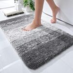 OLANLY Luxury Bathroom Rug Mat 24x16, Extra Soft and Absorbent Microfiber Bath Rugs, Non-Slip Plush Shaggy Bath Carpet, Machine Wash Dry, Bath Mats for Bathroom Floor, Tub and Shower, Grey