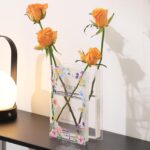 PORPAN Book Vase, Acrylic Book Vase for Flowers, Book Flower Vase Clear, Book Shaped Vase, A Book About Flowers Vase, Modern Decorative Vase for Home, Bedroom, Living Room, Office, Dining Table,(Open)