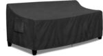 PureFit Outdoor Couch Cover Waterproof Patio Sofa Furniture Covers, 3-Seater Outdoor Cover with Air Vent and Handles, 78W x 35D x 35H Inches, Black