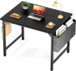 STATESVILLE 32 inch Small Computer Desk Writing Study Work Office Table Modern Simple with Storage Bag and Hook for Home Bedroom, Black