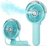 SWEETFULL Portable Misting Fan - 180° Foldable Handheld Personal Fan with Mist Spray, 3 Speeds, 30ml Water Tank, USB Rechargeable - Ideal for Travel, Outdoors, Makeup, Camping, Home, and Office Use