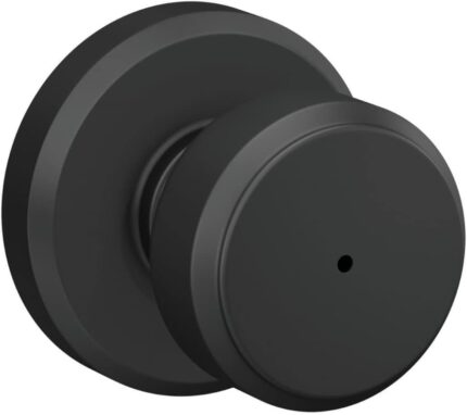 Schlage F40 BWE 622 GSN Bowery Door Knob with Greyson Trim, Bed & Bath Privacy Lock, Matte Black