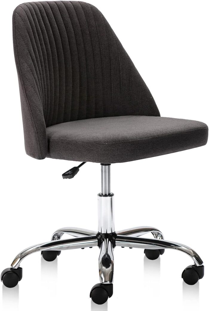 Sweetcrispy Armless Office Chair Cute Desk Chair, Modern Fabric Home Office Desk Chairs with Wheels Adjustable Swivel Task Computer Vanity Chair for Small Spaces