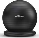 Trideer Ball Chair Yoga Ball Chair Exercise Ball Chair with Base for Home Office Desk, Stability Ball & Fitness Ball Seat to Relieve Back Pain, Home Gym Workout Ball for Abs, Pregnancy Ball with Pump