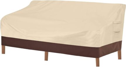 Vailge Heavy Duty Patio Sofa Cover, 100% Waterproof 3-Seater Outdoor Sofa Cover,Lawn Patio Furniture Covers with Air Vent and Handle,79" Wx 37" Dx 35" H,Beige&Brown