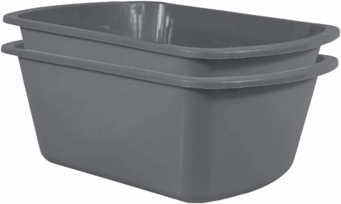 Wash Basins – Rectangular Plastic Hospital Bedside Soaking Tub [2 Pack] Small 7 Quart Graduated Bucket - Portable Washbasin for Washing, Cleaning, Foot Bath, Washing Dishes, Face Cleansing Bowl