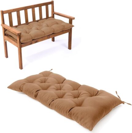 Waterproof Lounger Seat Cushions Outdoor Loveseat Bench Seat Pads Tufted Bench Cushion (39.4 X 19.7 Inch, Khaki)