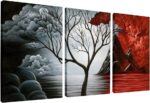 Wieco Art The Cloud Tree 3 Panels Modern Giclee Canvas Prints Artwork Abstract Seascape Paintings Reproduction Sea Beach Pictures Printed on Canvas Wall Art for Home Decorations Wall Decor