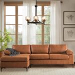 100" Faux Leather Convertible Sectional Sofa Couches for Living Room,3 Seater L Shaped Sofa Couch with Reversible Chaise,Mid-Century Modern Comfy Deep Seat Sofa (Brown,Suede Fabric)